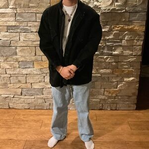 Super Dope 1990s Black Leather/Suede Jacket. 90s “Hip-Hop Extreme Control” brand